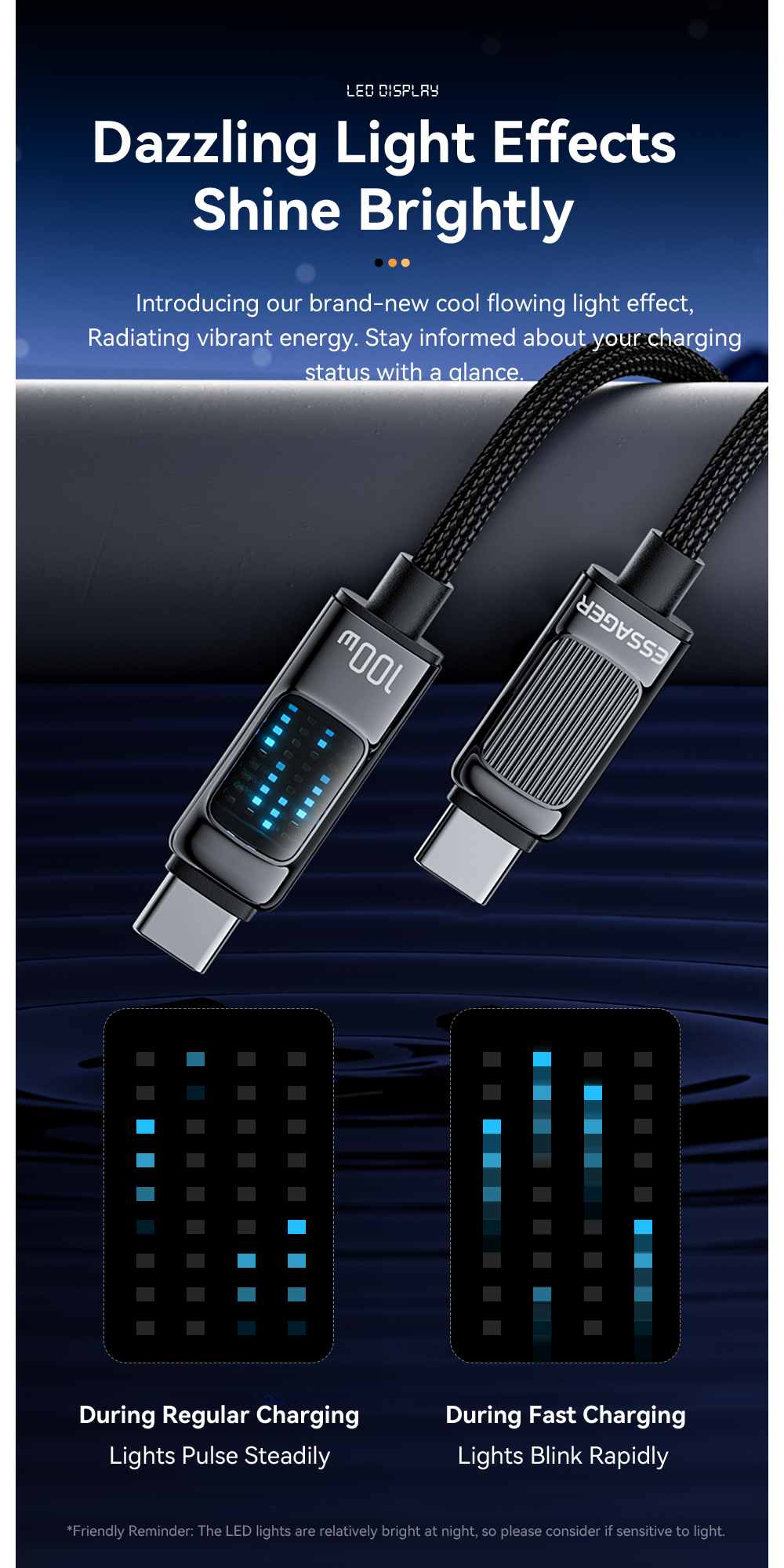 ESSAGER ES-X58 Series 100W PD Type C Cable USB C to USB C