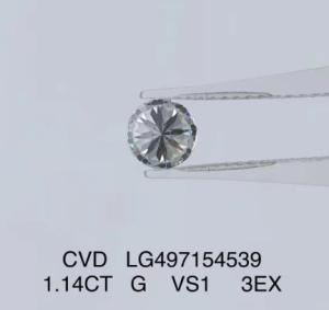 Quality CVD 1.14 Ct Round Lab Grown Diamond G Colour VS1 Clarity 3EX For Gems wholesale