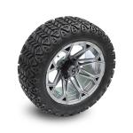 14 Inches Golf Cart Gunmetal Wheels and 22*10-14 High Profile Tires Combo 4 PLY