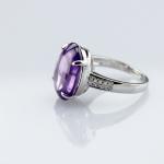 925 Sterling Silver Oval Dome Amethyst Ring(P24E)