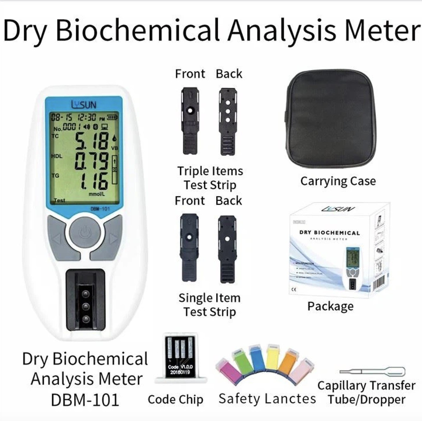 Lysun DBM-101 Fast Blood Lipid Tester With Bluetooth Connectivity
