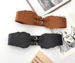 Elastane Women's Fashion Leather Waist Belts With Hole Punched Two Buckle