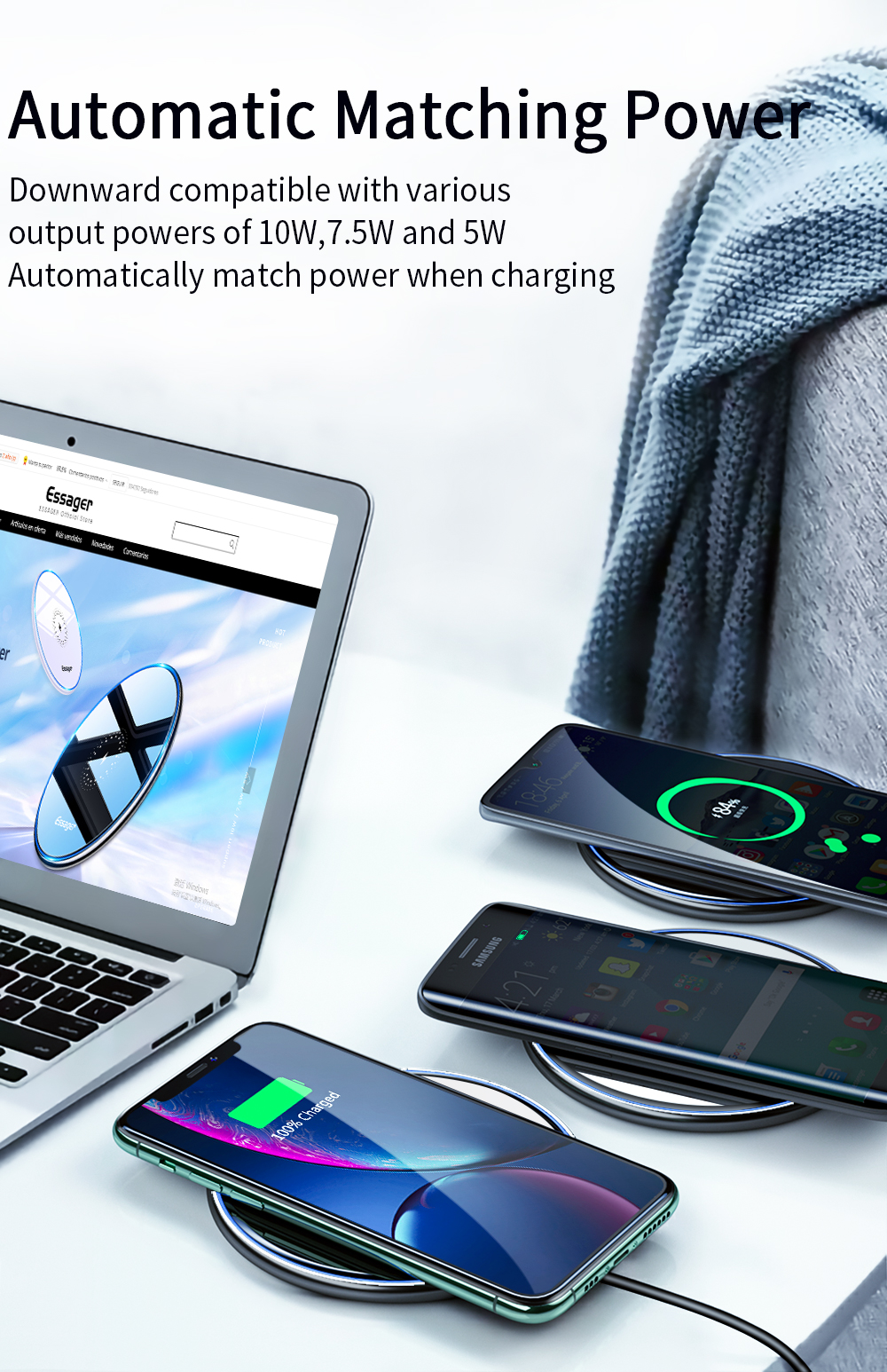 Mirror Desktop Ready Stock Quick Qi Wireless Charger 15W for 12 Series Mobile Accessories