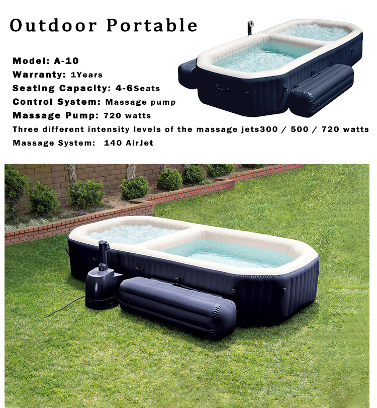 4-6 Person Inflatable Spa Hot Tub Adjustable Temperature Inflatable Spa Bathtub