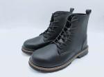 Mens High Top Work Boots Black Fashionable Leather Boots Slip Resistant