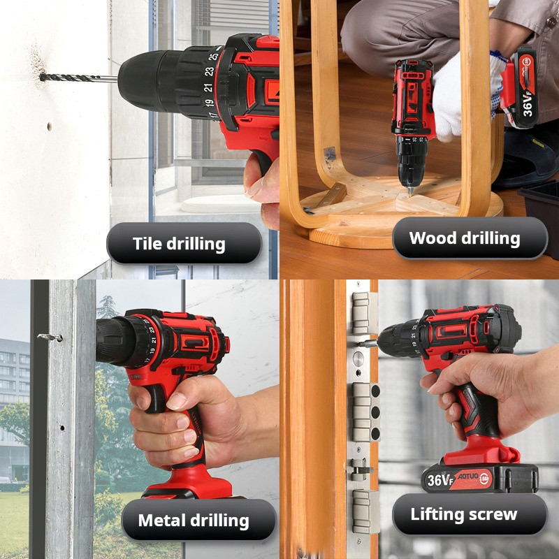 35Nm Torque Self Locking Chuck Lithium Battery Electric Drill Tool With LED Lighting