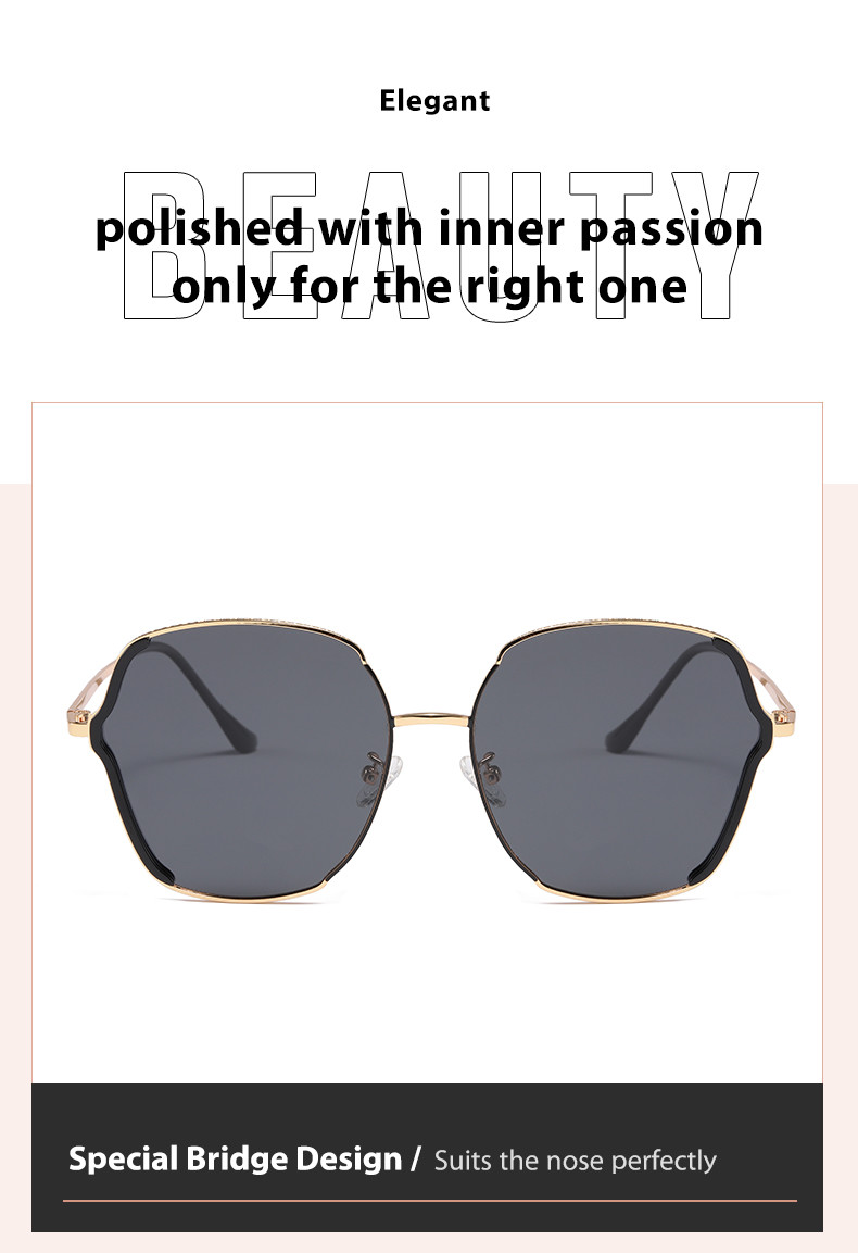 Square Oversized Polarized Acetate Sunglasses Metal Frame Eye Protection