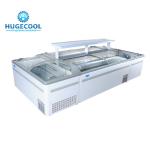 OEM Supermarket Island Freezer Auto Electrical Defrost For Seafood