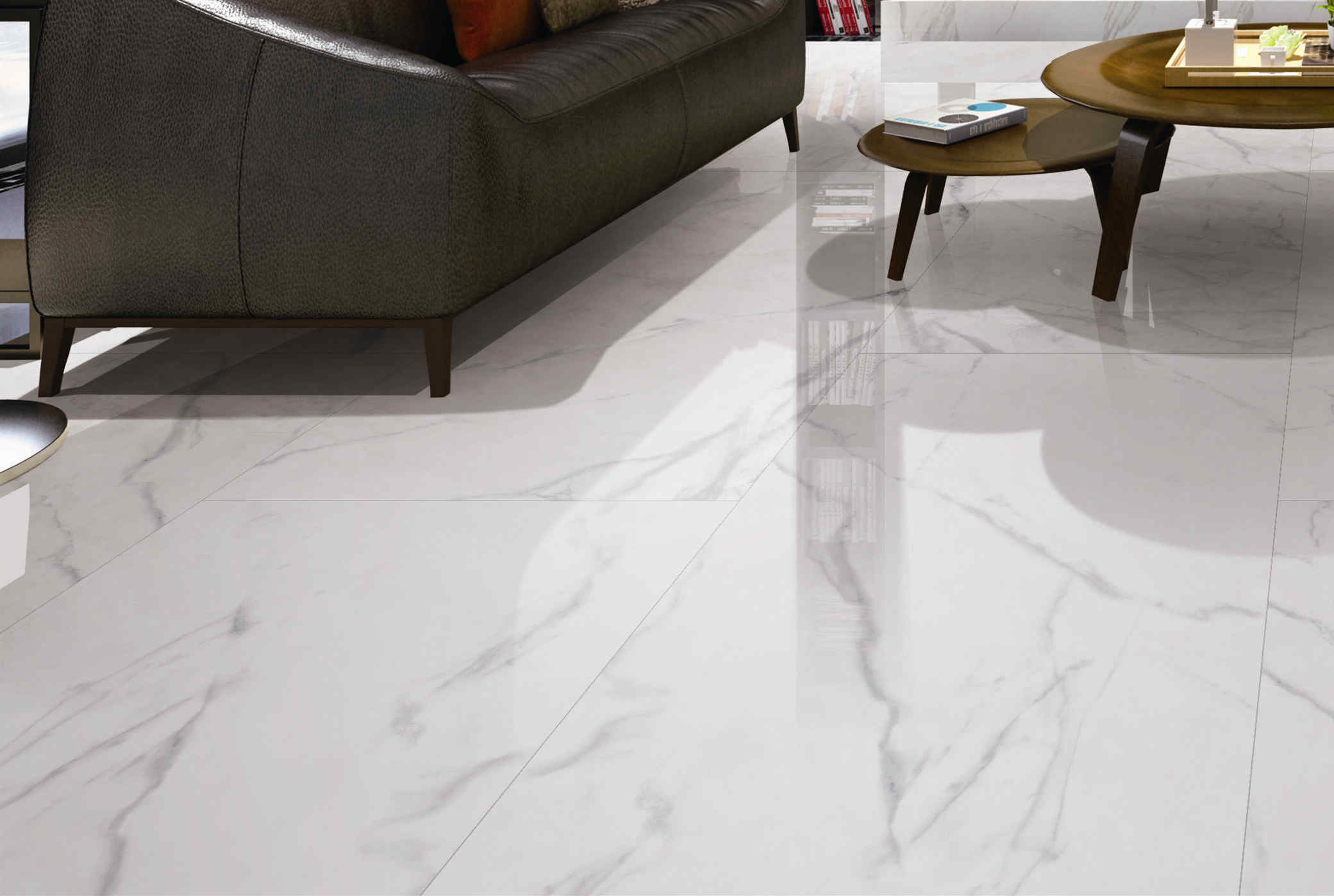 12mm Thickness Marble Look Porcelain Tile / Ceramic Marble Floor Tiles