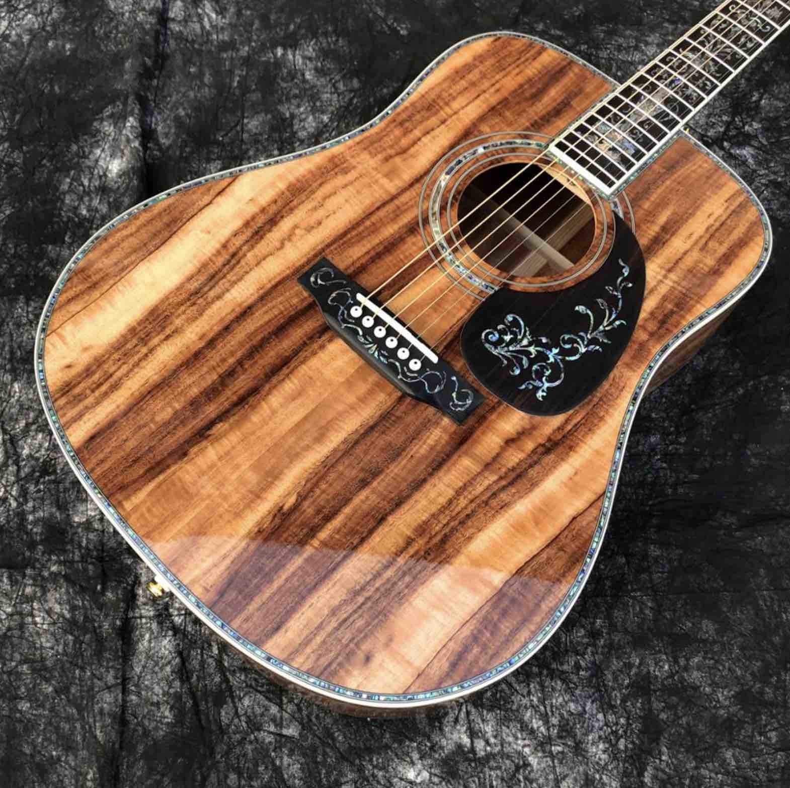 41 Inches 45D Model Real Abalone Koa Wood Electric Acoustic Guitar