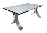 HPL Laminated Tempered Glass Extendable Dining Table Laser Cutted