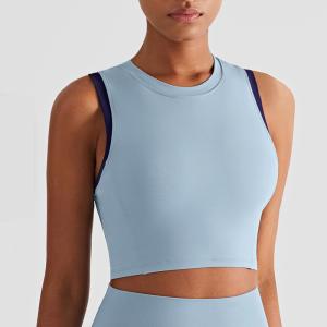 Quality Nuls Skin Friendly Contrast Color Sports Bra Gathered Fitness Yoga Vest Top wholesale