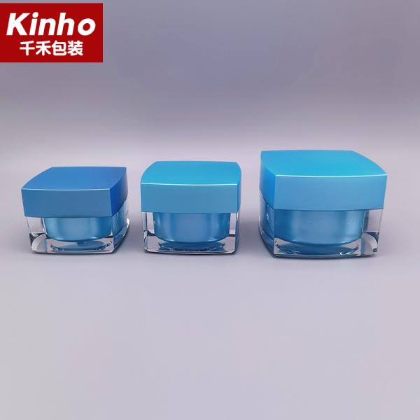 15g 30g Cosmetic Acrylic Jar 50g Square Cosmetic Jar Double Wall For Skincare
