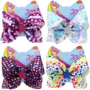 Quality JoJo bow hairpin five-pointed star printed ribbon duckbill headdress for girls wholesale