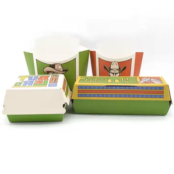Glossy Lamination Food Snack Burger Packaging Box Eco-Friendly Fast Food