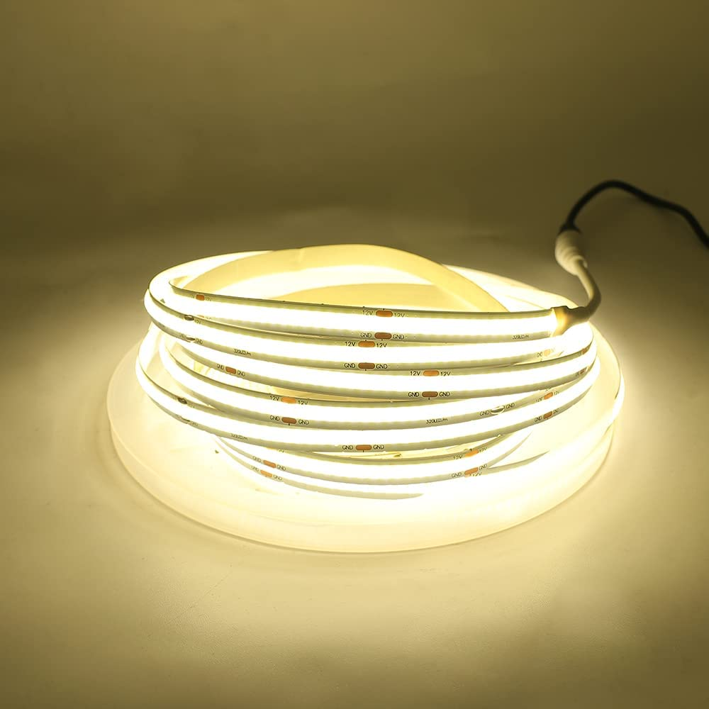Flexible 12V 24V All Single Color LED COB Tape Light Warm White Blue IP20 IP65 Waterproof Indoor Outdoor