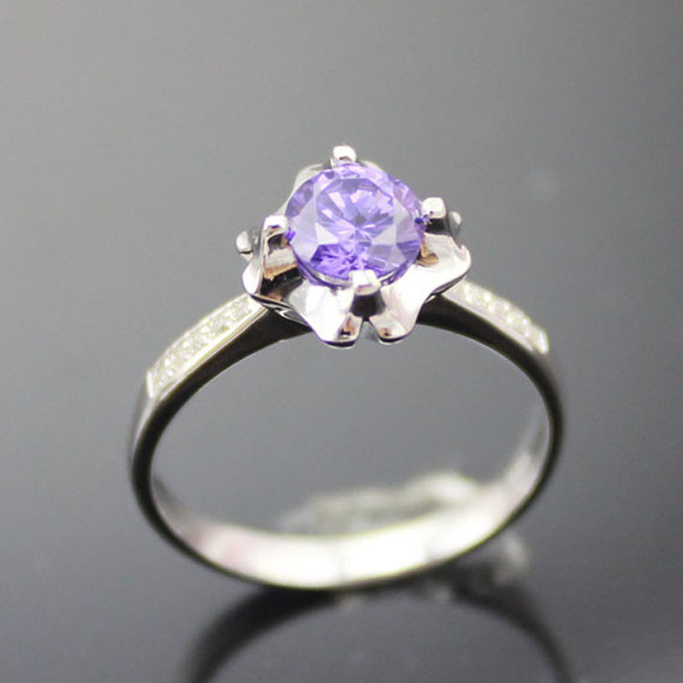 Women Jewelry 925 Silver Purple Cubic Zirconia Ring(F71)