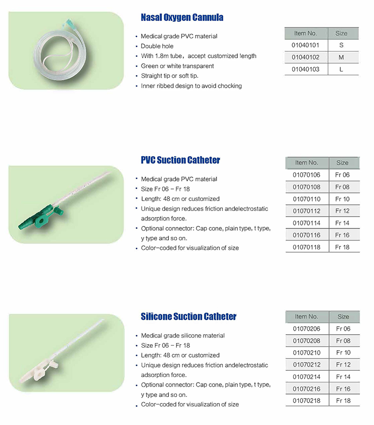 Different sizes Fr 06- Fr 18 sputum suction catheter 48cm medical sterile mucus extractor