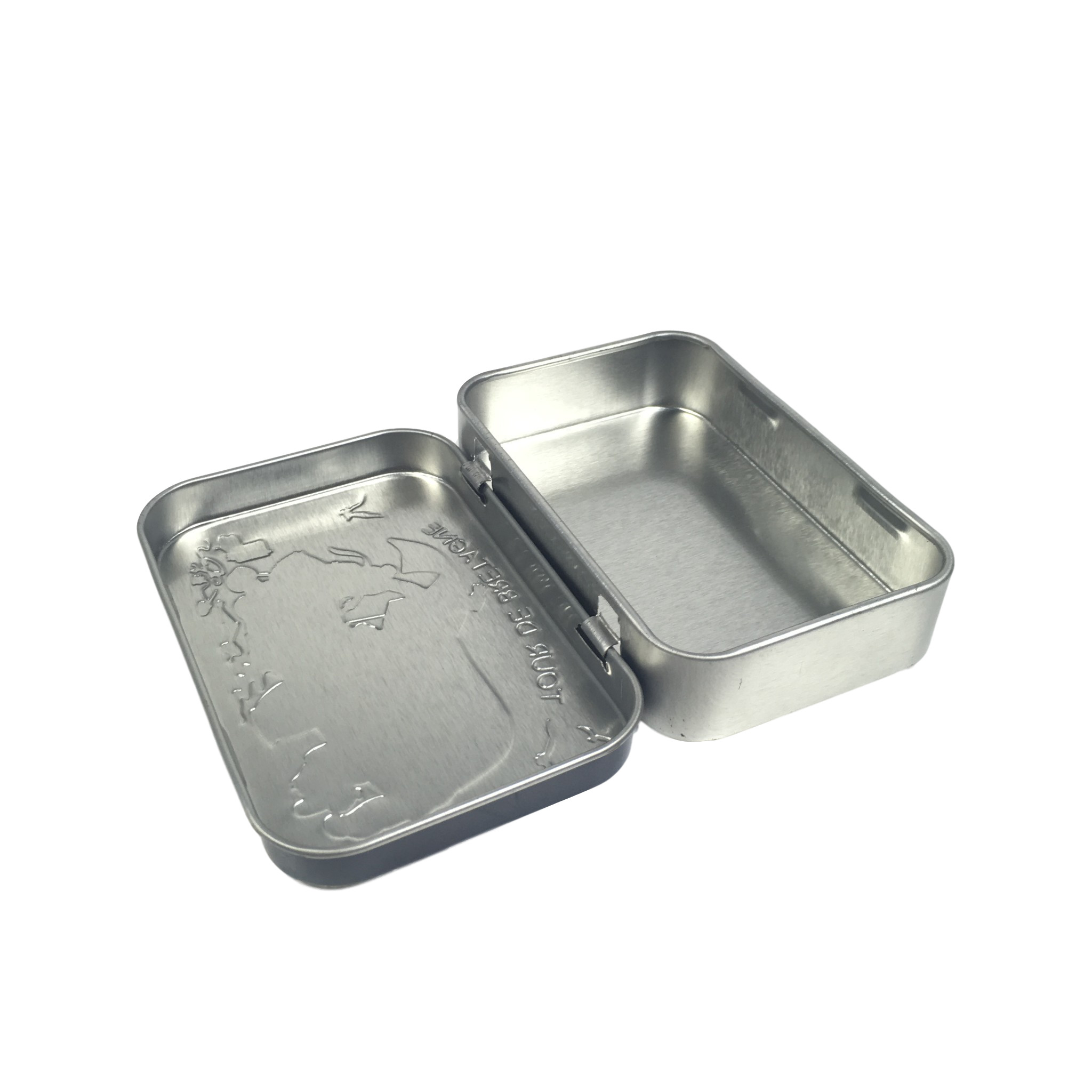 Small Tins with Embossment Mint Hinged Tin Box Mini Metal Tins with Lids