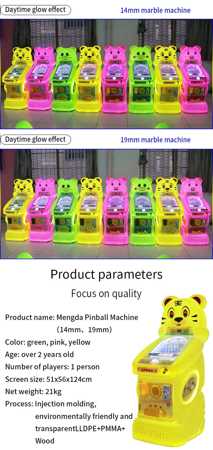 19mm Enchanting Tiger arcade Pinball Machine Fun-Filled Entertainment Colorful Design Skill Testing Game Ideal For Kids