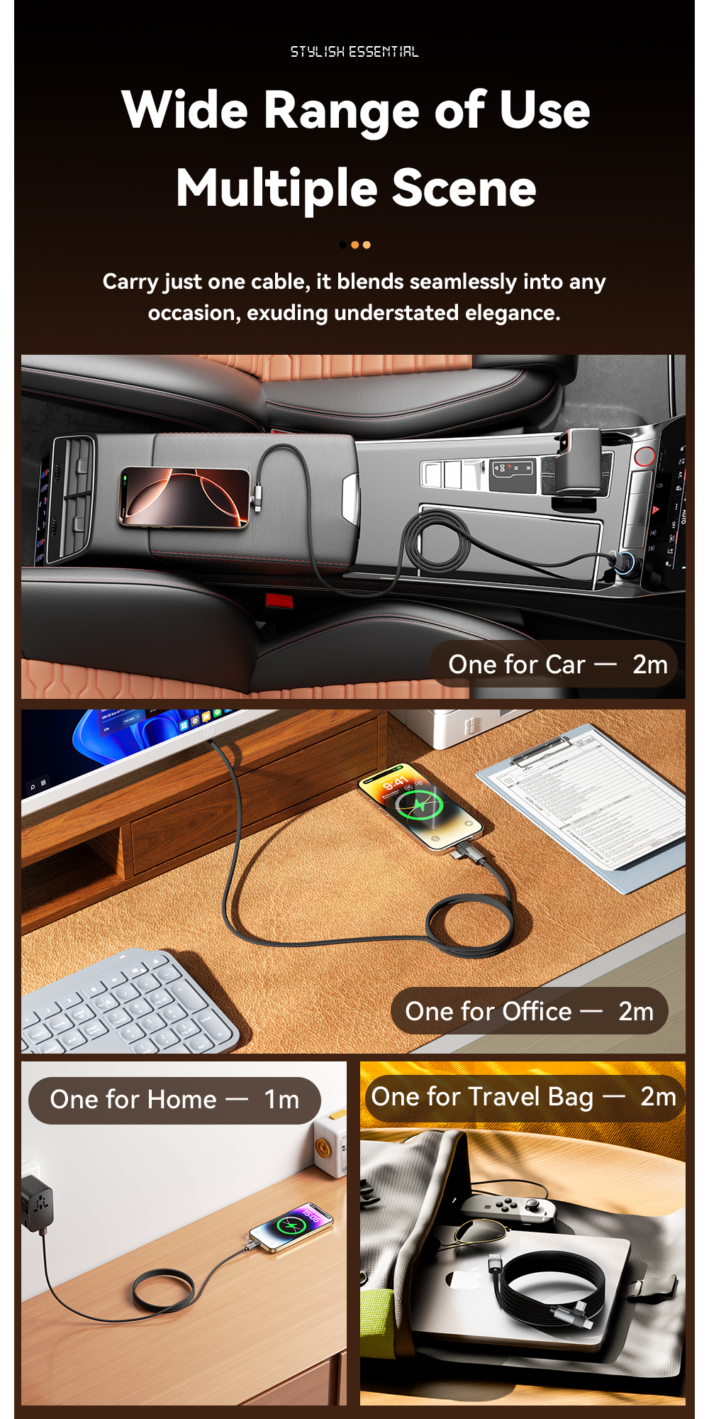 ESSAGER ES-X59 Series 2 in 1 USB-A to USB C Lighting Charging Cable