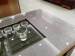 Grey Tabletop Toughened Multilayer Fabric Laminated Glass Panels