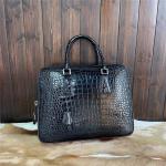 Authentic Crocodile Skin Key Lock Zipper Closure Businessmen Laptop Briefcase