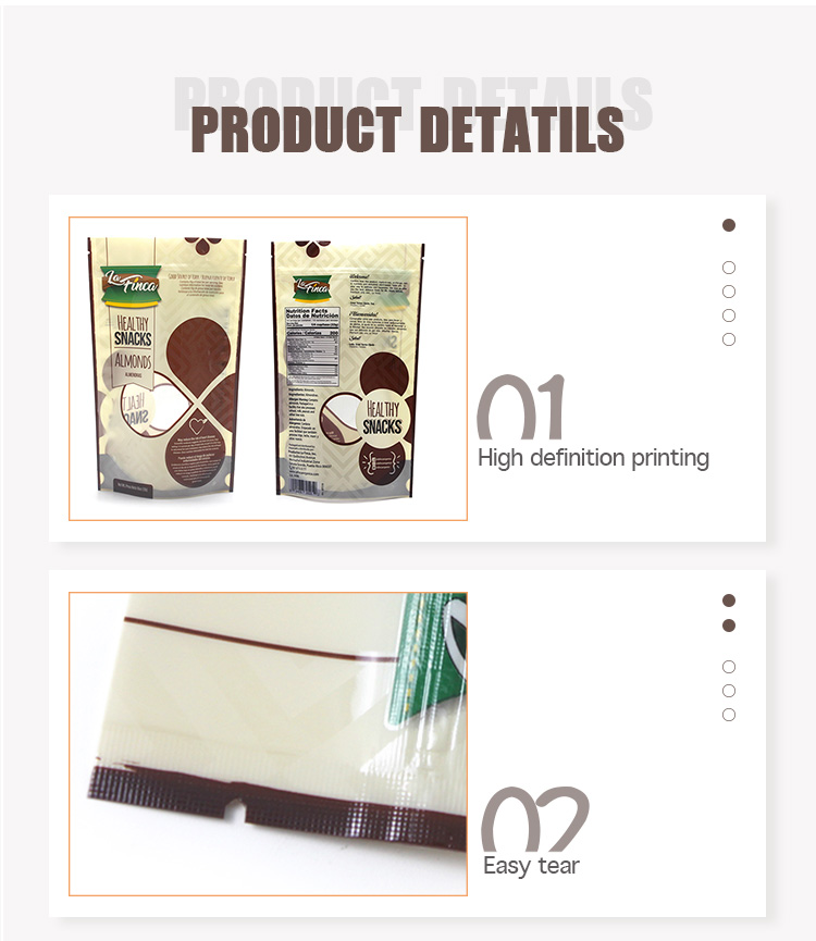 PET NY Visual Window Plastic Bags With Zipper Nuts Almond Dry Fruit Packaging Bags