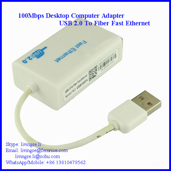 100Mbps Single Port Fiber Optic Network Adapter, USB2.0 Bus Type LC Fiber, 20km Distance, 1310NM Wavelength