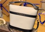 Small Genunie Black Printing Linning 25cm Cowhide Bucket Bag Handhold