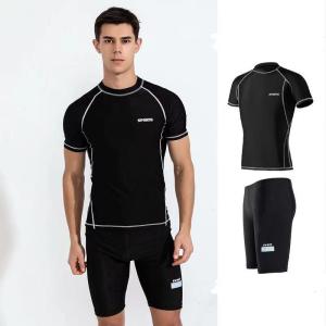 Quality Simple Two Piece Mens Swimsuit Short Sleeved Male Swimming Costume wholesale