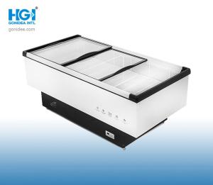 Quality 2m 450W Supermarket Island Freezer Glass Top SASO wholesale