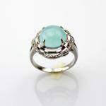 Women Jewelry 925 Silver Ring with Round Blue Chalcedony Cubic Zirconia (F43)
