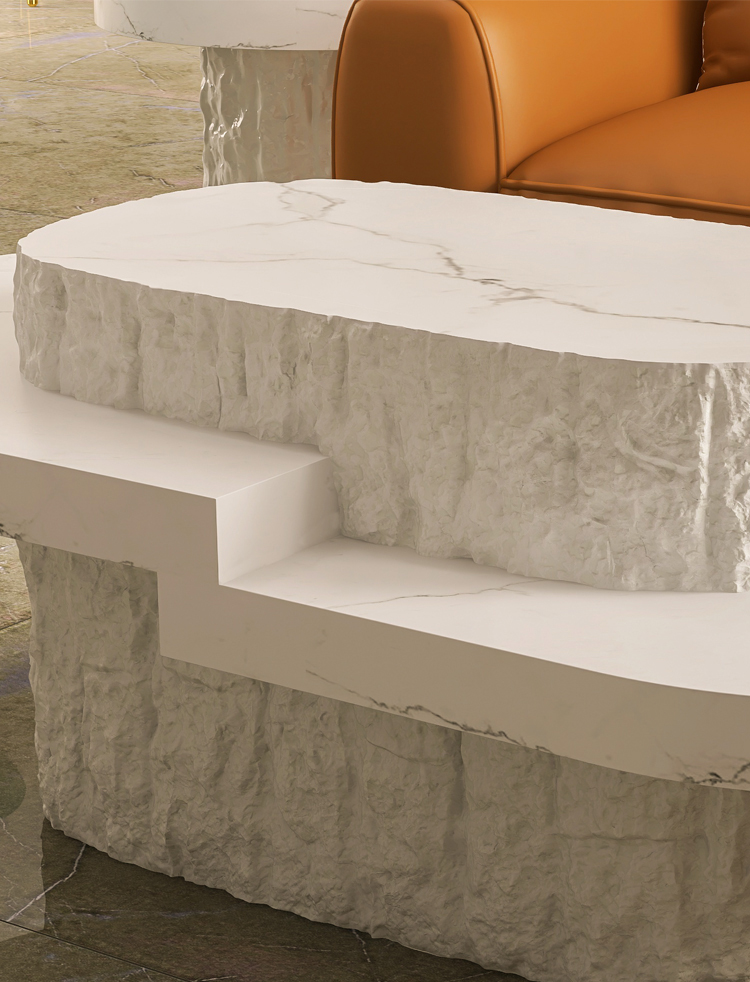Simple Nordic Oval Coffee Table Synthetic FRP + Marble Material
