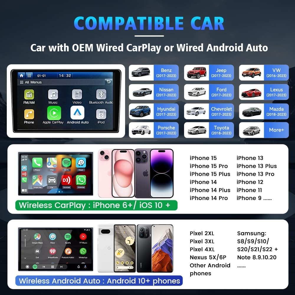 Carplay Andriod Auto CPC200-TBox UHD Wireless Adapter for Youtube Netflix Video Ai Box USB HDMI Port 4G 64Gb SM6225