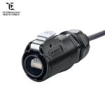 Black Plastic RJ45 Connecter Cat5e Outdoor Waterproof Ethernet Cable PBT Plug