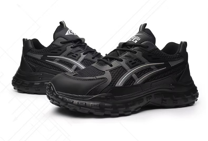 Anti-smashing Steel Toe Work Shoes With Kevlar Mid Sole And Breathable PU Flying Knit Upper