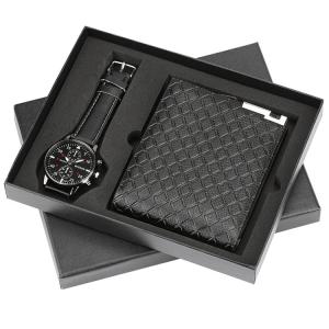 Quality Personalized Black Wallet 1200g 2mm Rigid Gift Boxes With Lids wholesale