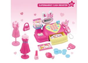 Quality 18 &quot; Shopping Pretend Play Cash Register Children's Play Toys Pink Caculator Scanner wholesale