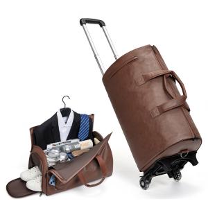 Quality Retro Wheeled Garment Trolley Duffle Bag Large Rolling Duffle Bag 30cm High wholesale