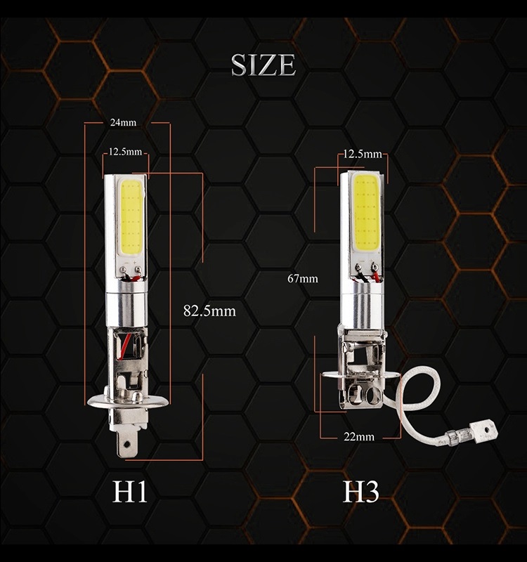 H1 H3 COB 24SMD 880 8000K 360LM LED Fog Light Bulbs