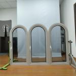 Double Tempered Glasses Aluminum Casement Windows Brown Modern Arc Windows