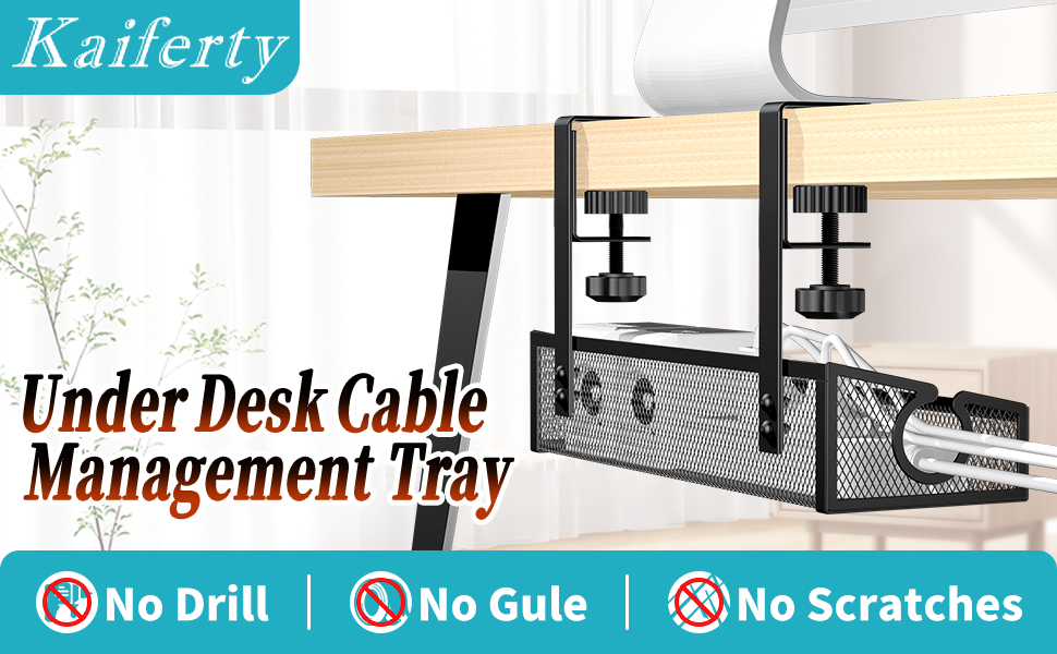 Wire Management Tray Cable Box Metal Type Cable Duct Desk No Drilling for Workplace