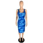 Milk Shreds Sea Blue Vest Suspender Skirt Ladies Elegant Sexy