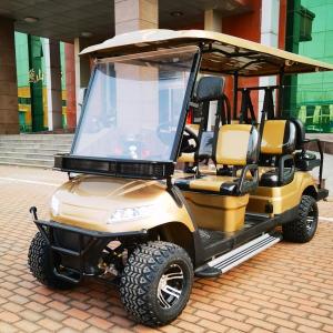 Quality 530Kg Golden Luxury Electric 6 Seater Golf Cart Manufacturers With 3.5kw Motor wholesale