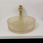 Champagne Glass Vanity Sink Bowl Cylinder Bathroom Crystal Diamond Art