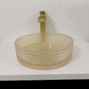 Quality Champagne Glass Vanity Sink Bowl Cylinder Bathroom Crystal Diamond Art wholesale