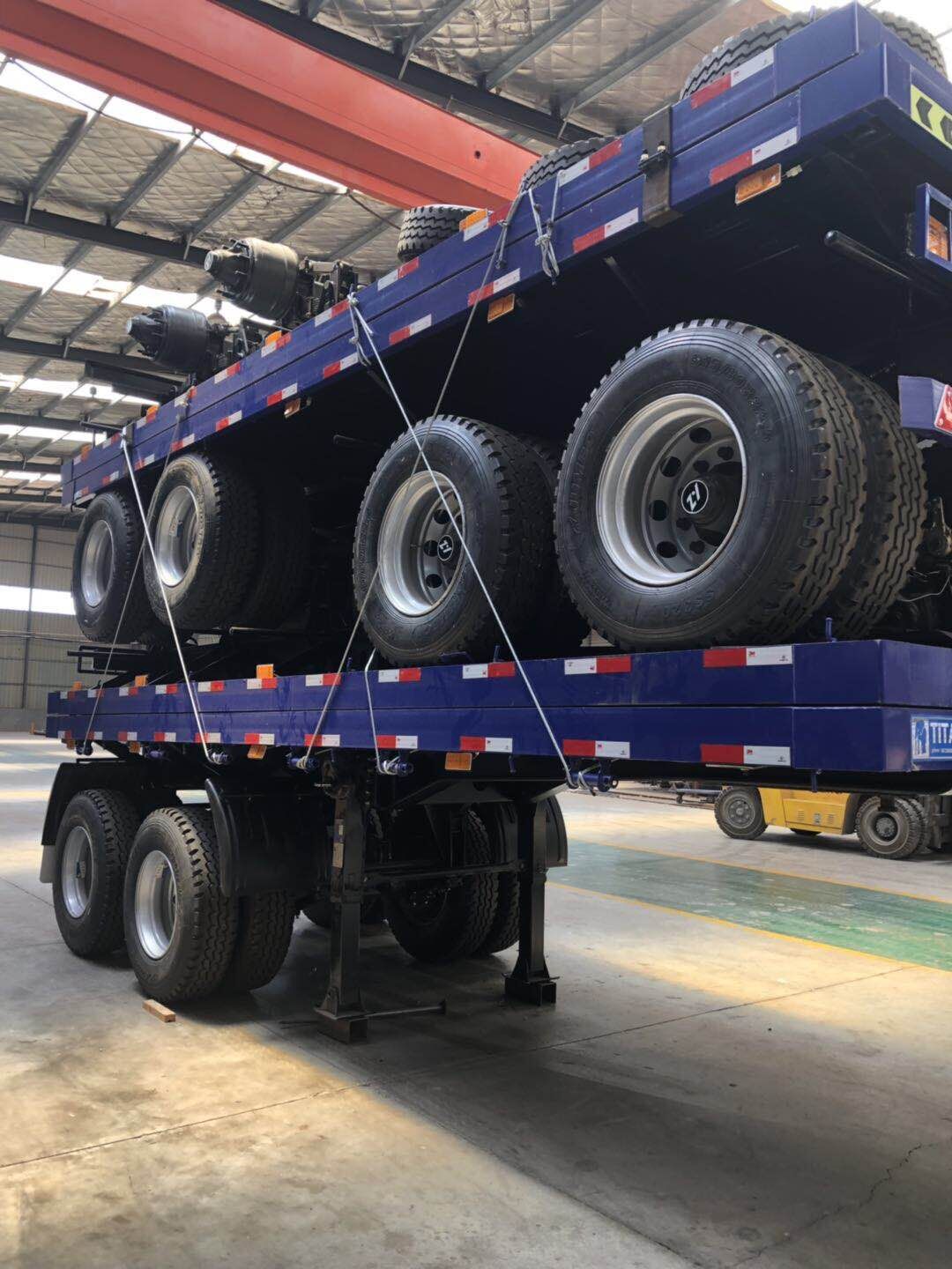 Japan Market Semi Truck Flatbed Trailer with 80T Max Payload and Hydraulic Ladder