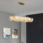 Modern chandelier lighting smoke gray glass round luxury crystal ceiling