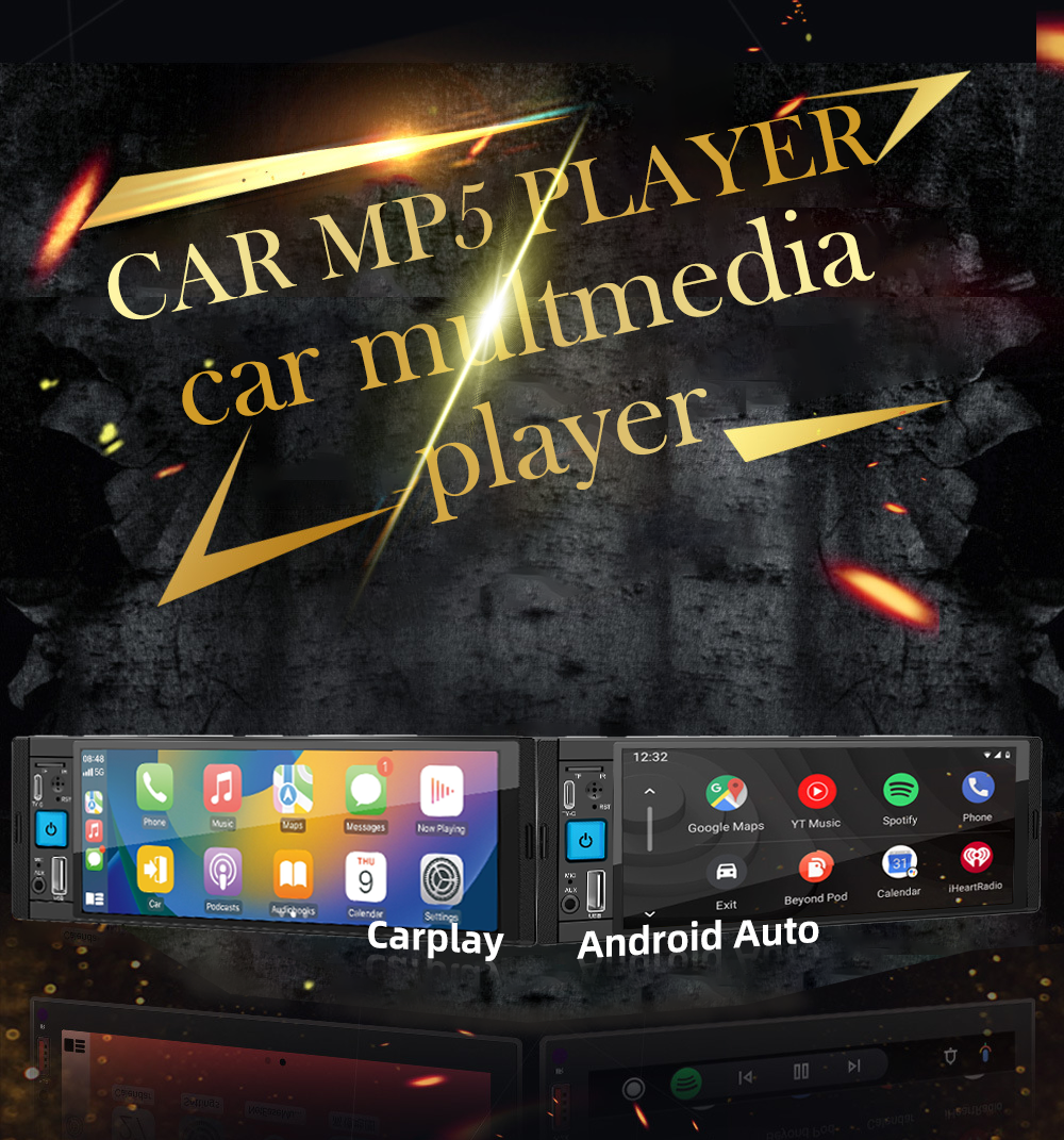 Wired CarPlay/Android Auto Wifi Bluetooth Handsfree GPS FM USB HD Touch Screen MP5 Player 1DIN 6.86 Inch Android Car Radio